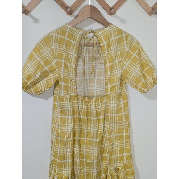 Topshop Printed Mini Poplin Dress In Yellow Check Dress - Size 0 - Picture 6 of 8